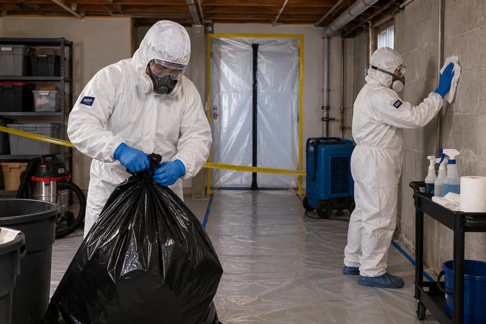 Protective equipment and a controlled cleanup work area