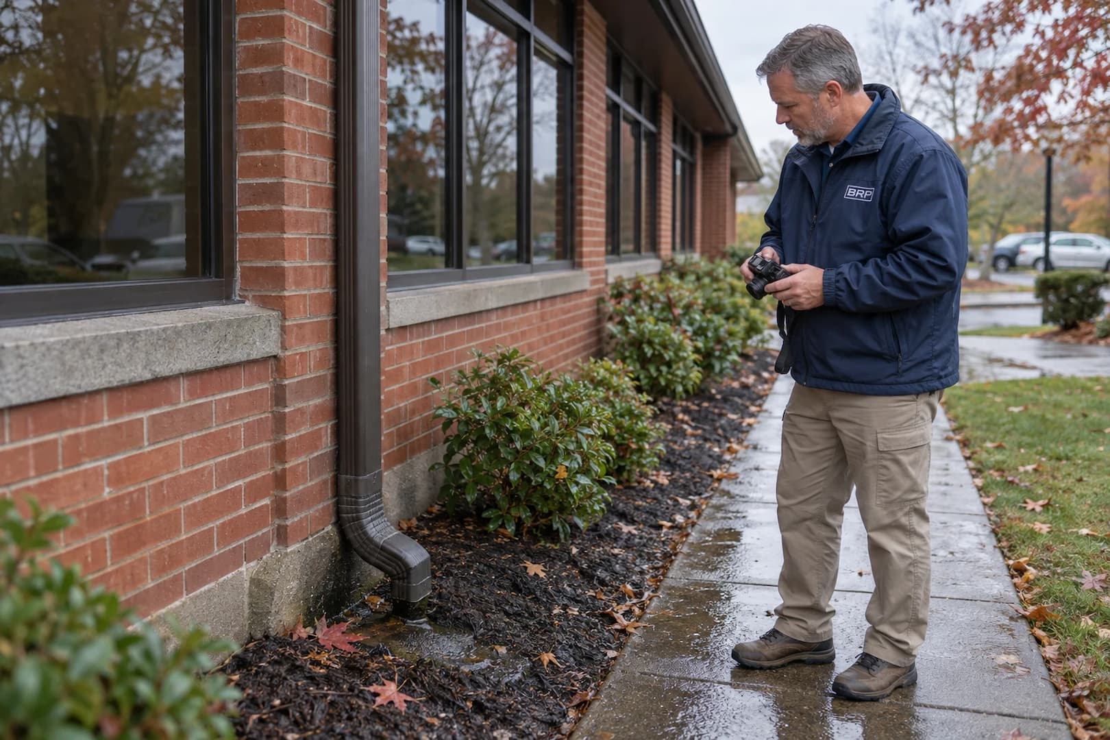 Exterior inspection of a building following wet weather