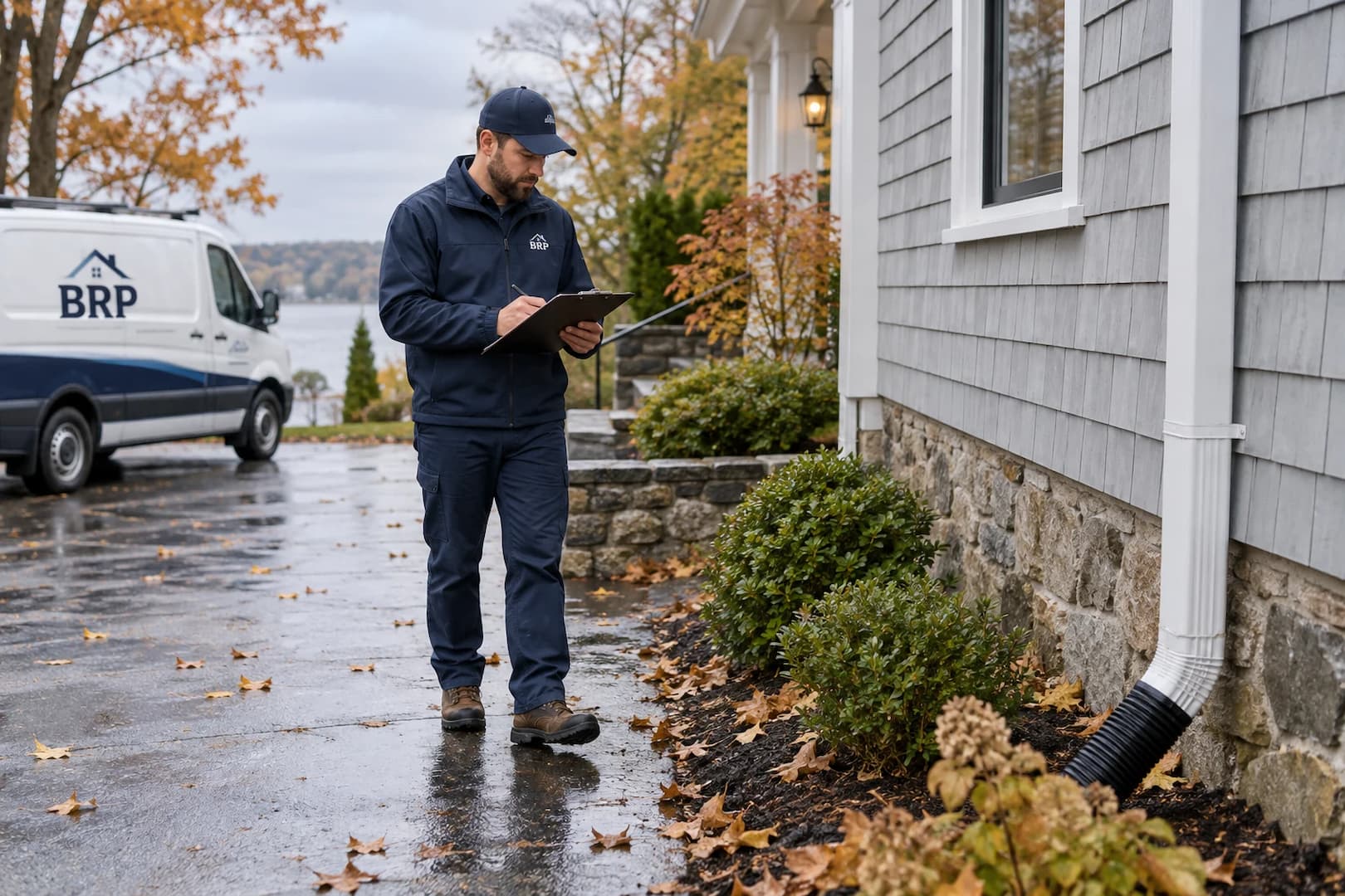 Exterior inspection around a home following wet weather
